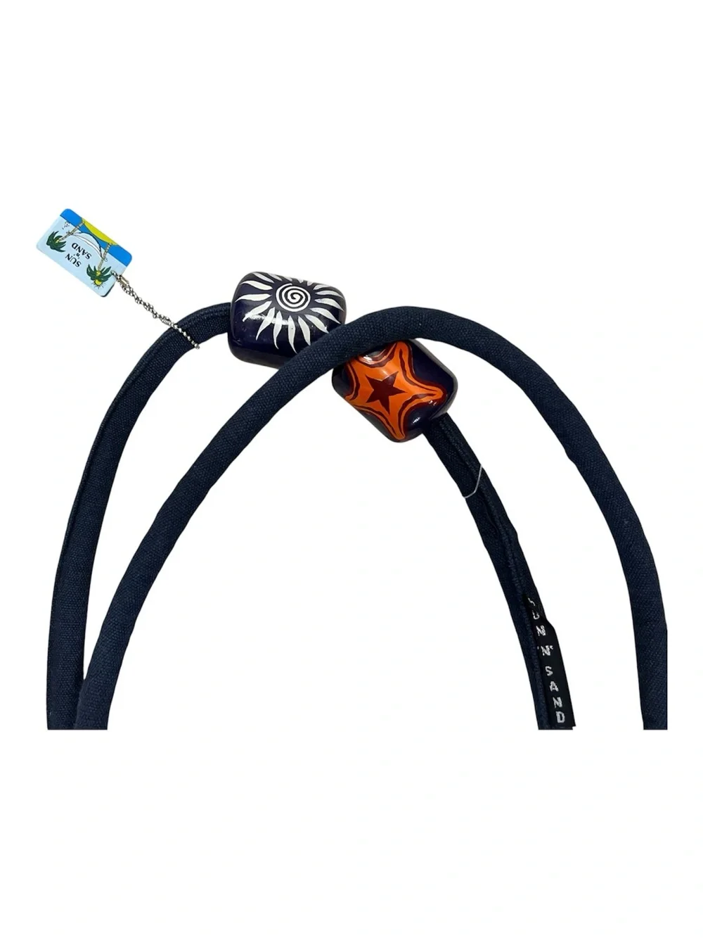 Sun N Sand Navy Beach Tote with Orange Starfish and White Shell Print
